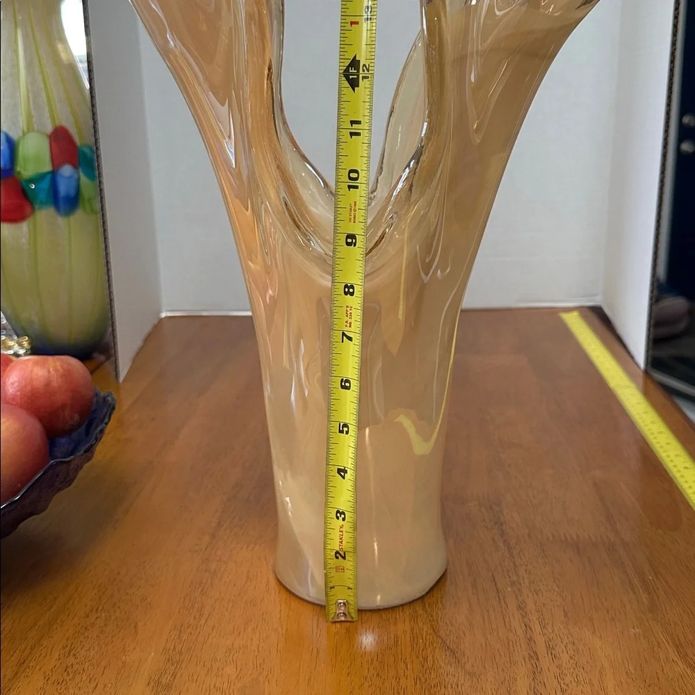 Murano Italy Swirl Glass Vase in Cream tones. Large 17” - Picture 12 of 13
